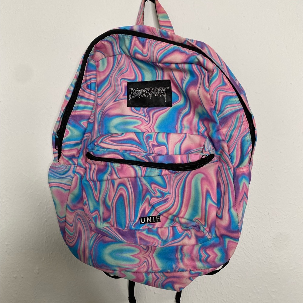 UNIF Pink and Blue Swirl Backpack